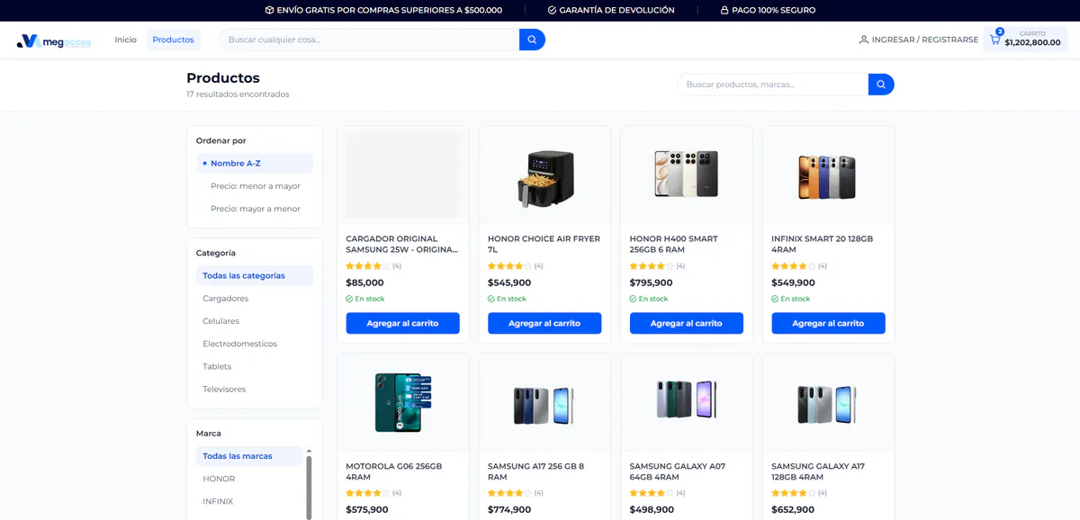 Megacces — Tienda Virtual — captura 2